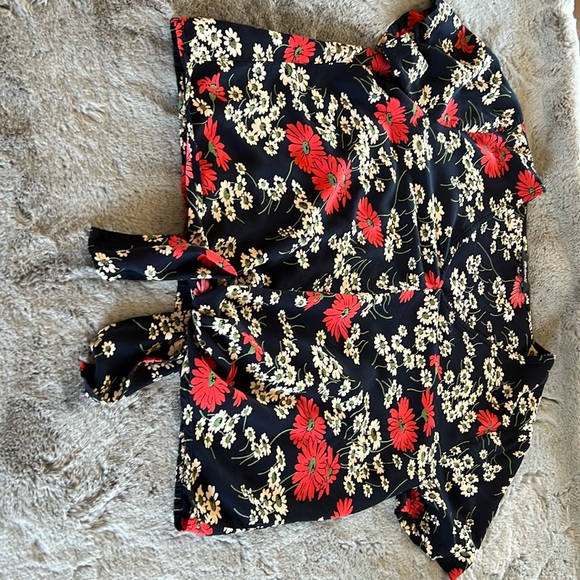 Madewell Tie Front Silky Floral Shirt - Picture 1 of 3